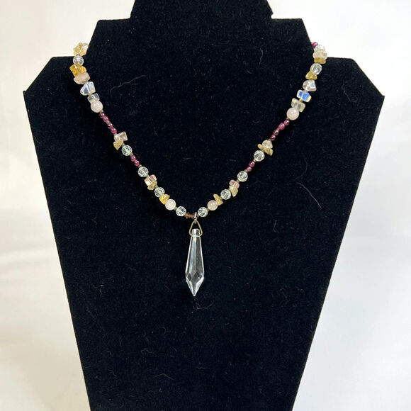 Shimmering Crystal & Gemstone Statement Necklace - Picture 4 of 4